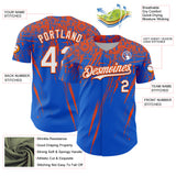 Custom Thunder Blue White-Orange Distressed Scratch Brush Stroke Authentic Baseball Jersey
