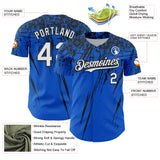 Custom Thunder Blue White-Black Distressed Scratch Brush Stroke Authentic Baseball Jersey