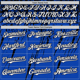 Custom Thunder Blue White-Black Distressed Scratch Brush Stroke Authentic Baseball Jersey