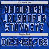Custom Thunder Blue Navy-White Distressed Scratch Brush Stroke Authentic Baseball Jersey
