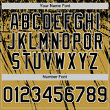 Custom Old Gold Black-White Distressed Scratch Brush Stroke Authentic Baseball Jersey