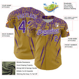Custom Old Gold Purple-White Distressed Scratch Brush Stroke Authentic Baseball Jersey