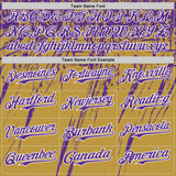 Custom Old Gold Purple-White Distressed Scratch Brush Stroke Authentic Baseball Jersey