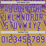 Custom Old Gold Purple-White Distressed Scratch Brush Stroke Authentic Baseball Jersey