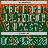 Custom Green Orange-White Distressed Scratch Brush Stroke Authentic Baseball Jersey