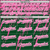 Custom Green Pink-White Distressed Scratch Brush Stroke Authentic Baseball Jersey
