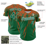 Custom Kelly Green Orange-White Distressed Scratch Brush Stroke Authentic Baseball Jersey