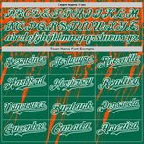 Custom Kelly Green Orange-White Distressed Scratch Brush Stroke Authentic Baseball Jersey