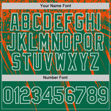 Custom Kelly Green Orange-White Distressed Scratch Brush Stroke Authentic Baseball Jersey