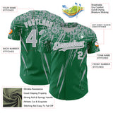 Custom Kelly Green Gray-White Distressed Scratch Brush Stroke Authentic Baseball Jersey