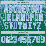 Custom Kelly Green Light Blue-White Distressed Scratch Brush Stroke Authentic Baseball Jersey