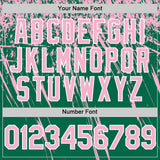 Custom Kelly Green Light Pink-White Distressed Scratch Brush Stroke Authentic Baseball Jersey