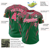 Custom Kelly Green Neon Pink-White Distressed Scratch Brush Stroke Authentic Baseball Jersey