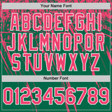 Custom Kelly Green Neon Pink-White Distressed Scratch Brush Stroke Authentic Baseball Jersey