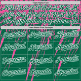 Custom Kelly Green Pink-White Distressed Scratch Brush Stroke Authentic Baseball Jersey