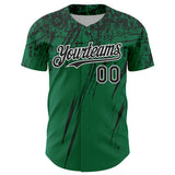 Custom Kelly Green Black-White Distressed Scratch Brush Stroke Authentic Baseball Jersey