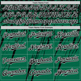Custom Kelly Green Black-White Distressed Scratch Brush Stroke Authentic Baseball Jersey