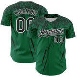 Custom Kelly Green Black-White Distressed Scratch Brush Stroke Authentic Baseball Jersey