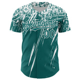 Custom Teal White Distressed Scratch Brush Stroke Authentic Baseball Jersey