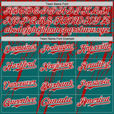 Custom Teal Red-White Distressed Scratch Brush Stroke Authentic Baseball Jersey