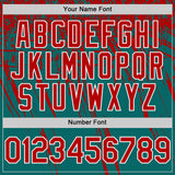 Custom Teal Red-White Distressed Scratch Brush Stroke Authentic Baseball Jersey
