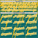 Custom Teal Gold-White Distressed Scratch Brush Stroke Authentic Baseball Jersey
