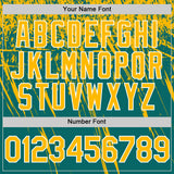 Custom Teal Gold-White Distressed Scratch Brush Stroke Authentic Baseball Jersey