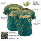 Custom Teal Old Gold-White Distressed Scratch Brush Stroke Authentic Baseball Jersey