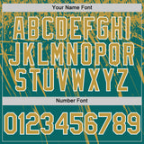 Custom Teal Old Gold-White Distressed Scratch Brush Stroke Authentic Baseball Jersey