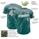 Custom Teal Gray-White Distressed Scratch Brush Stroke Authentic Baseball Jersey