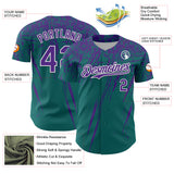 Custom Teal Purple-White Distressed Scratch Brush Stroke Authentic Baseball Jersey