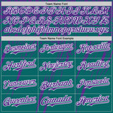 Custom Teal Purple-White Distressed Scratch Brush Stroke Authentic Baseball Jersey