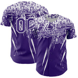 Custom Purple White Distressed Scratch Brush Stroke Authentic Baseball Jersey