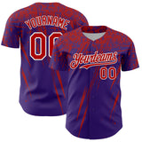 Custom Purple Red-White Distressed Scratch Brush Stroke Authentic Baseball Jersey