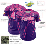 Custom Purple Pink-White Distressed Scratch Brush Stroke Authentic Baseball Jersey
