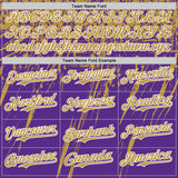 Custom Purple Old Gold-White Distressed Scratch Brush Stroke Authentic Baseball Jersey