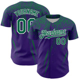 Custom Purple Kelly Green-White Distressed Scratch Brush Stroke Authentic Baseball Jersey