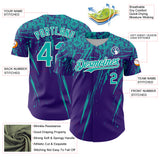 Custom Purple Aqua-White Distressed Scratch Brush Stroke Authentic Baseball Jersey