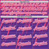 Custom Purple Neon Pink-White Distressed Scratch Brush Stroke Authentic Baseball Jersey