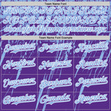 Custom Purple Light Blue-White Distressed Scratch Brush Stroke Authentic Baseball Jersey