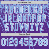 Custom Purple Light Blue-White Distressed Scratch Brush Stroke Authentic Baseball Jersey