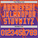 Custom Purple Orange-White Distressed Scratch Brush Stroke Authentic Baseball Jersey