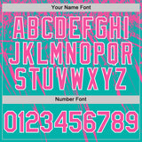 Custom Aqua Pink-White Distressed Scratch Brush Stroke Authentic Baseball Jersey