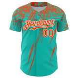Custom Aqua Orange-White Distressed Scratch Brush Stroke Authentic Baseball Jersey
