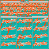 Custom Aqua Orange-White Distressed Scratch Brush Stroke Authentic Baseball Jersey