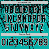 Custom Aqua Black-White Distressed Scratch Brush Stroke Authentic Baseball Jersey