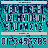 Custom Aqua Navy-White Distressed Scratch Brush Stroke Authentic Baseball Jersey
