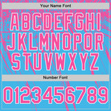 Custom Sky Blue Pink-White Distressed Scratch Brush Stroke Authentic Baseball Jersey