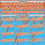 Custom Sky Blue Orange-White Distressed Scratch Brush Stroke Authentic Baseball Jersey