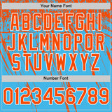 Custom Sky Blue Orange-White Distressed Scratch Brush Stroke Authentic Baseball Jersey